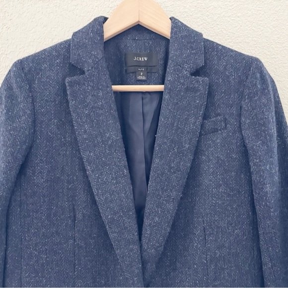 J. Crew Alfie Blazer Navy English Wool Herringbone Classic Preppy Academia 2 - Picture 6 of 16